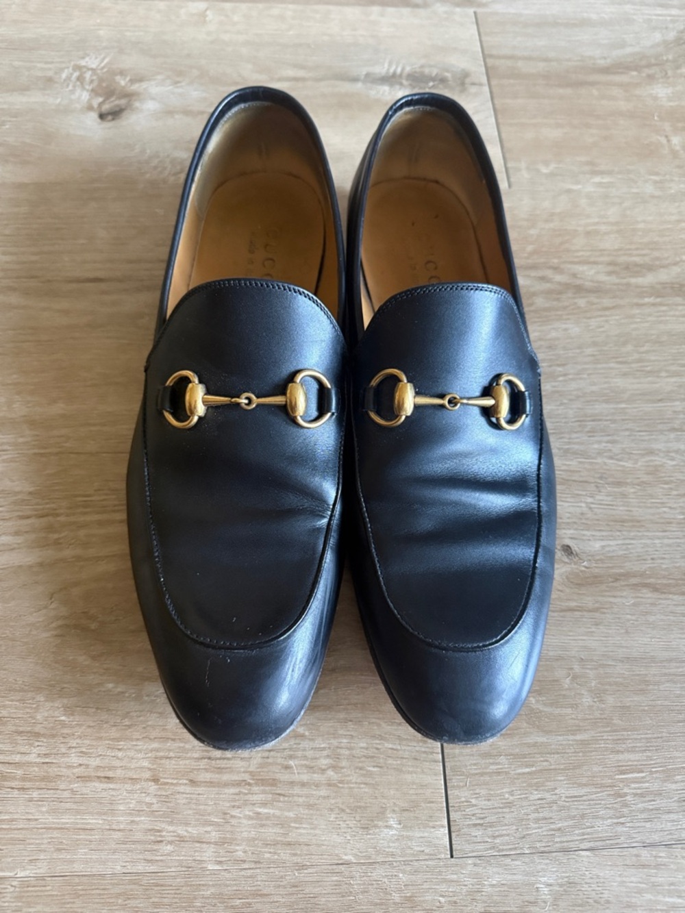 Mens Gucci Jordaan Black Leather Horsebit Loafers